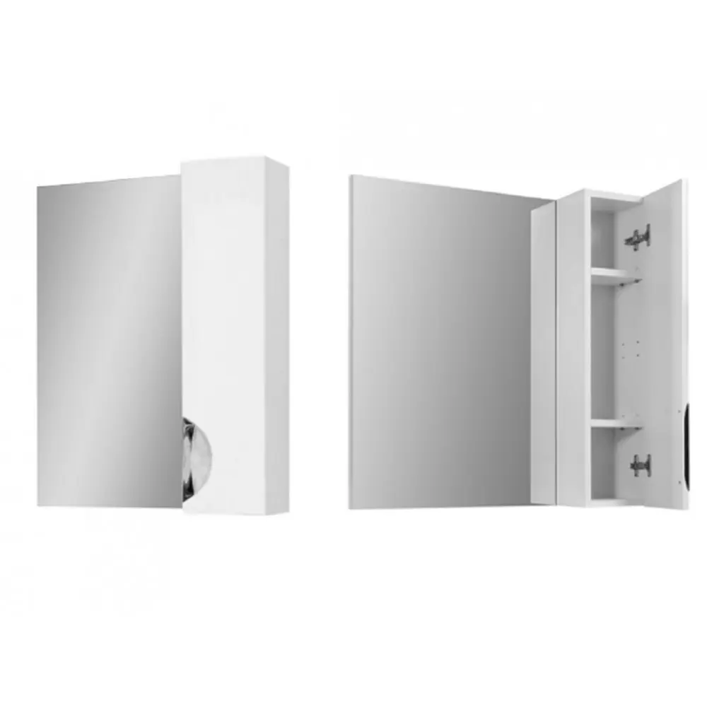 Зеркало ЮВВИС в ванную комнату 60 см белое ОСКАР со шкафчиком справа (без подсветки)-1000x1000